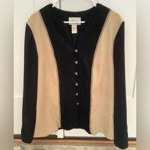 Vintage faux suede DJ Summers XL blazer jacket size 16 black tan unique buttons